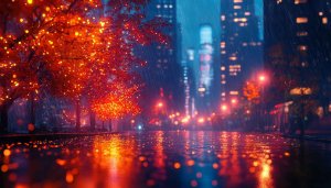 Rainy Night Cityscape 4K Wallpaper for Desktop and Mobile