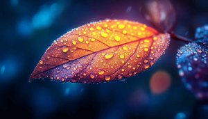 Autumn Leaf Dew Drops Wallpaper, 4K Desktop Background, Free
