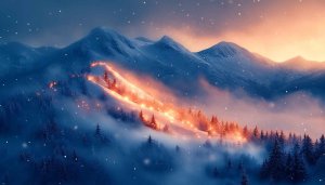 Free Winter Snow Mountain Wallpaper 4K, Festive Pine Trees Background