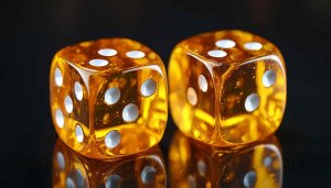 Transparent Golden Dice 4K Wallpaper, Lucky Numbers Background For Desktop