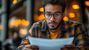 Bearded Man Reading Paper Desktop Background, Portrait Wallpaper HD