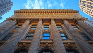 Architectural Building Columns View 4K Desktop Background Free Wallpaper