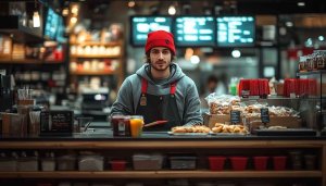 Coffee Shop Barista Portrait Wallpaper, Casual Café Worker Background