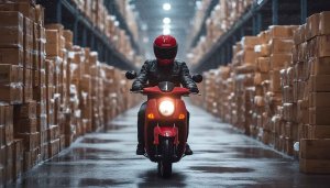 Motorcycle Riding Warehouse Wet Floor 4K Desktop Mobile Background Wallpaper