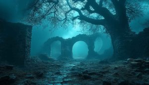 Mystical Ruins Wallpaper: Free Enchanted Forest Desktop Background in 4K