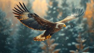 Majestic Golden Eagle Winter Flight Free Mobile Desktop Wallpaper 4K