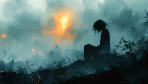 Melancholy Girl Silhouette Art Wallpaper for Desktop & Mobile Background