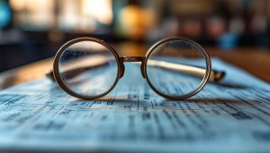 Round Glasses on Documents Vintage Aesthetic Desktop Background