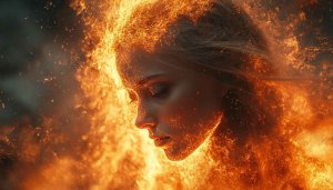 Burning Woman Fire Portrait 4K Desktop Background Mobile Wallpaper