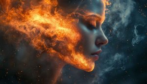 Mystical Woman Face Fire Aura 4K Desktop Wallpaper Free
