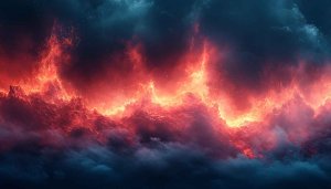 Fiery Abstract 4K Desktop Background Wallpaper, Red and Blue Clouds
