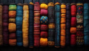 Colorful Wool Textile Rolls Texture Art Mobile Background Wallpaper