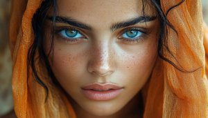 Blue Eyes Portrait 4K Wallpaper - Freckled Beauty Mobile Background