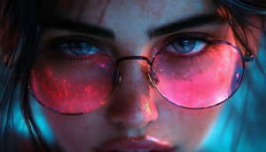 Cyberpunk Girl with Glasses Wallpaper 4K Desktop Background Aesthetic