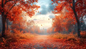 Autumn Forest Path 4K Desktop Background Fall Season Wallpaper