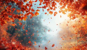 Falling Autumn Leaves Desktop Wallpaper | Free Scenic Mobile Background