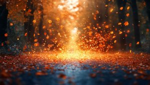 Autumn Leaves Falling Forest Path 4K Desktop Mobile Background Wallpaper