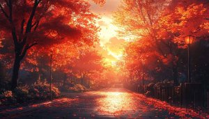 Autumn Orange Leaves Path 4K Desktop Background Mobile Wallpaper