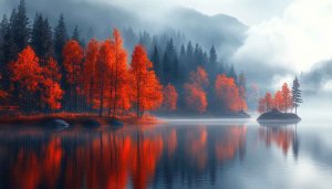 Autumnal Reflections Mobile Wallpaper | Free Serene Lake Desktop Background