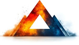 Fire and Ice Abstract Triangles 4K Desktop Mobile Wallpaper