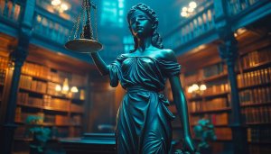 Lady Justice Statue Law Firm 4K Desktop Background Wallpaper