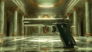 Classic Handgun Imperial Background 4K Desktop Wallpaper