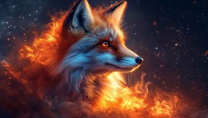 Fiery Fox 4K Wallpaper - Fantasy Animal Desktop Background