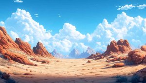 Cartoon Desert Landscape 4K Desktop Background, Mobile Wallpaper Free