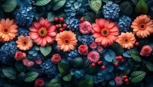 Floral Arrangement Desktop Wallpaper | Gerbera Roses Hydrangeas Flower Garden