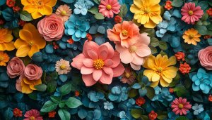 Floral Background Wallpaper: Pink Yellow Blue Flower Desktop Background