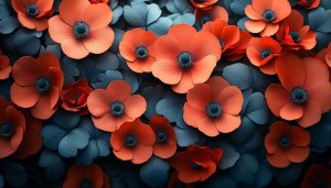 Floral Background: Aesthetic Red Flowers Dark Leaf Mobile Wallpaper