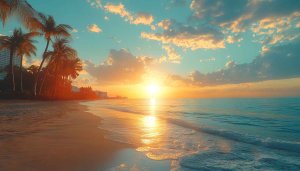 Tropical Beach Sunset Mobile Wallpaper | Ocean View Backgrounds