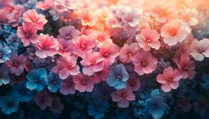 Pink and Blue Flowers 4K Wallpaper for Desktop Background Free