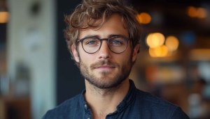 Handsome man with glasses portrait mobile wallpaper free to use