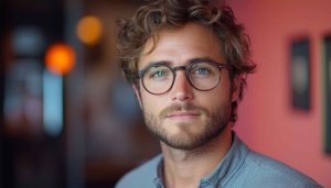 Attractive Portrait of a Man with Glasses Mobile Wallpaper