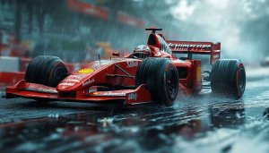 Ferrari Formula One Race Car Raining 4K Mobile Wallpaper