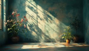 Vintage Plants Background Wallpaper, Aesthetic Room Interior Mobile Wallpaper