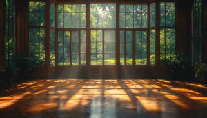 Sunlit Room Windows View 4K Desktop Background Free