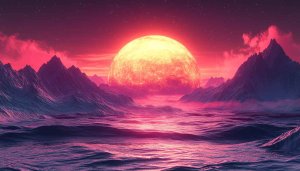Fantasy Planet Landscape Mobile Wallpaper, Purple Mountain Ocean, 4K Background