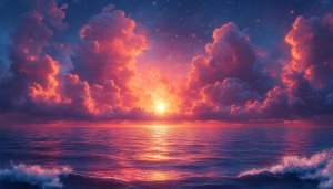 Ocean Sunset Red Cloudscape 4K Mobile Wallpaper Free Download