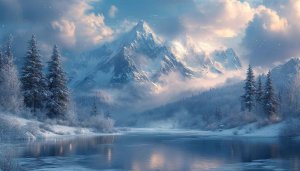 Winter Mountain Lake Mobile Wallpaper Snowy Landscape 4K Background