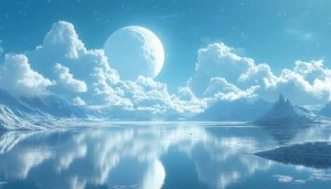 Full Moon Over Frozen Landscape 4K Desktop Background Wallpaper