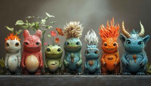 Colorful Cartoon Monsters Mobile Background, Free Fantasy Creature Wallpaper