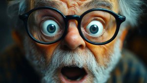 Shocked Old Man Face Close-Up 4K Desktop Background Wallpaper