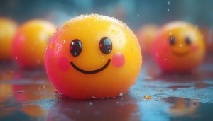 Wet Smiley Face 4K Background, Happy Emoji Mobile Wallpaper