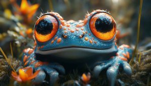 Adorable Big Eyed Frog 4K Desktop Wallpaper, Cute Amphibian Background