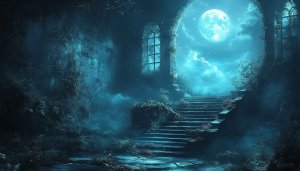 Mystical Moonlight Stairs 4K Desktop Background Free Mobile Wallpaper