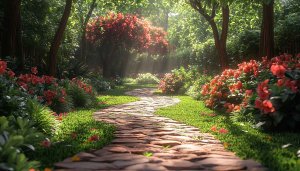 Enchanted Garden Path 4K Wallpaper for Desktop and Mobile