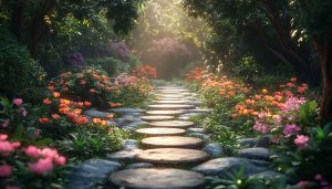 Enchanted Garden Stone Path Free Mobile and Desktop Wallpaper