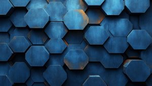 Textured Dark Blue Hexagon 3D Geometric Background Mobile Wallpaper